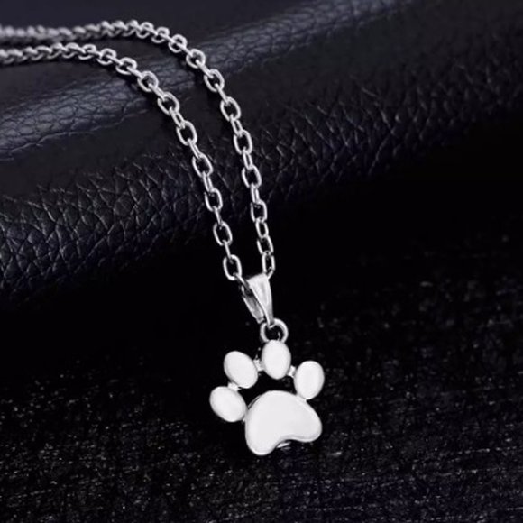 Paw Print Silver Tone 18" Necklace - NEW - Picture 1 of 5